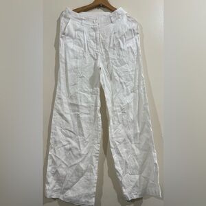 MONDAY Women's White Wide-Leg Linen Pants